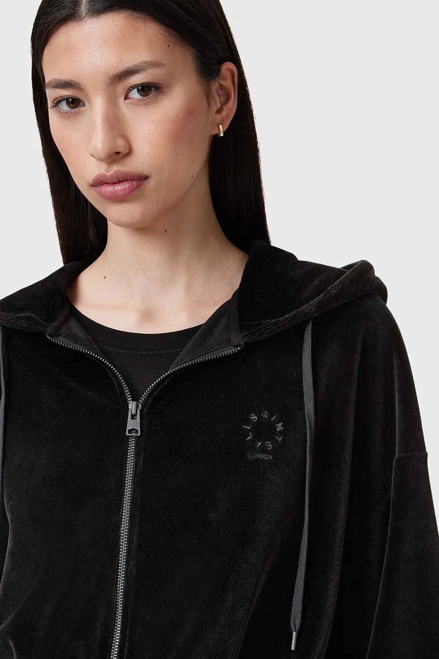 Кофта AllSaints VINNY жіноча колір чорний з капюшоном однотонна W075JC