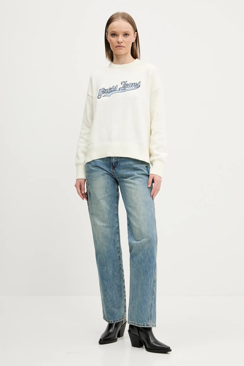 Бавовняний светр Guess Jeans жіночий колір бежевий  W5GR00 Z3HM1