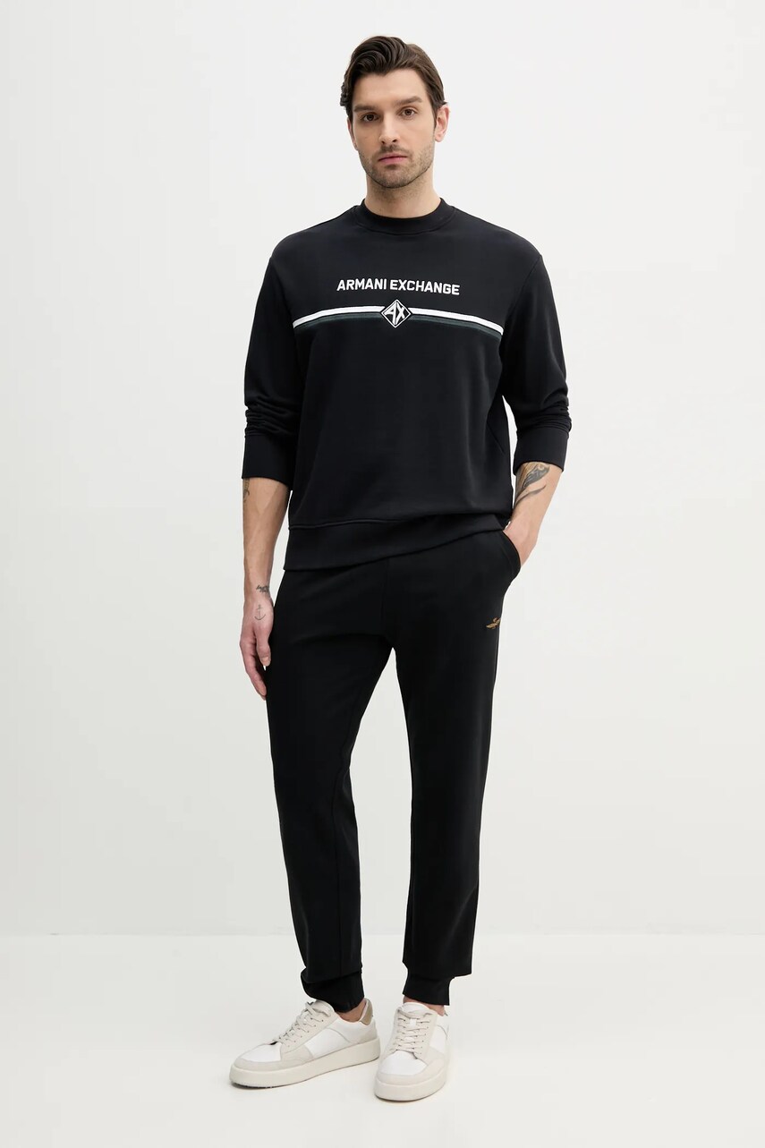 Бавовняна кофта Armani Exchange чоловіча колір синій з аплікацією XM000226 AF12656