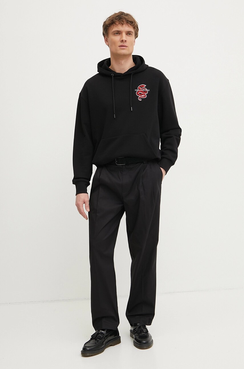 Кофта Karl Lagerfeld чоловіча колір чорний з капюшоном з аплікацією 551900.705401