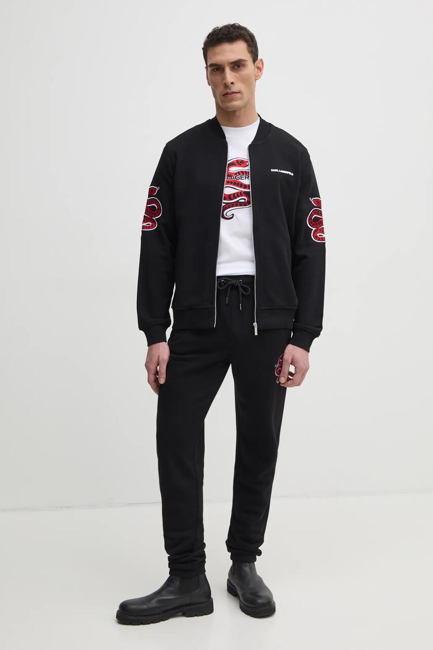 Купити Кофта Karl Lagerfeld чоловіча колір чорний з аплікацією 551900.705403 – головне зображення