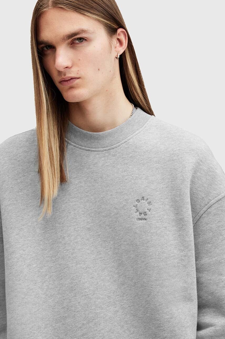 Бавовняна кофта AllSaints HAVEN чоловіча колір сірий однотонна M003NB