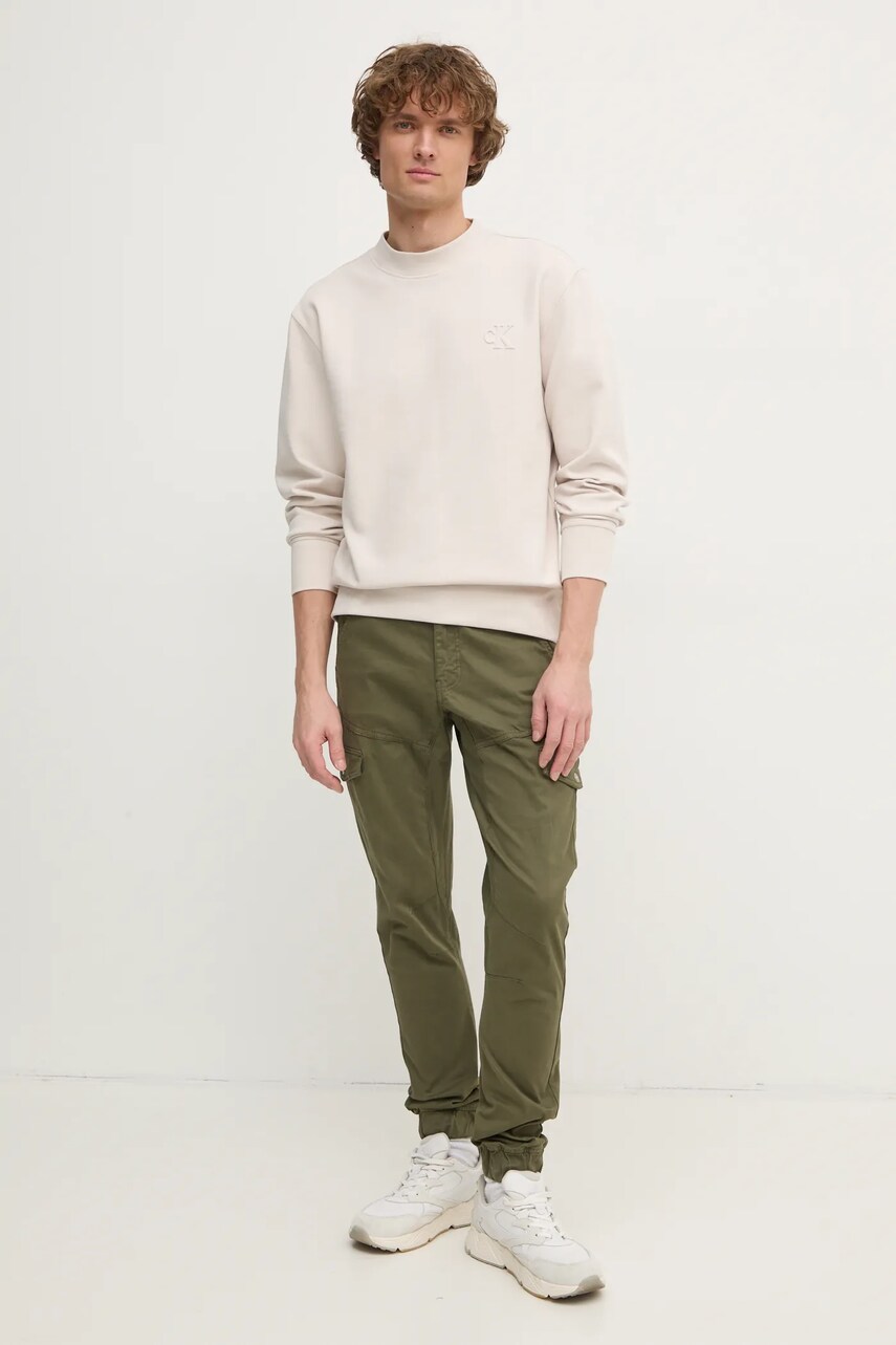 Кофта Calvin Klein Jeans чоловіча колір бежевий однотонна J30J326754