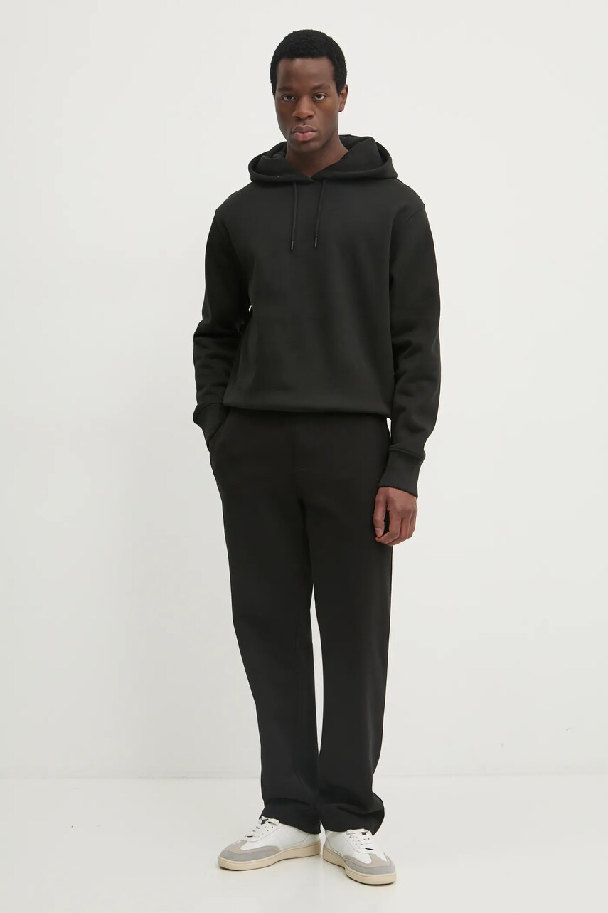 Кофта Calvin Klein Jeans чоловіча колір чорний з капюшоном однотонна J30J326776