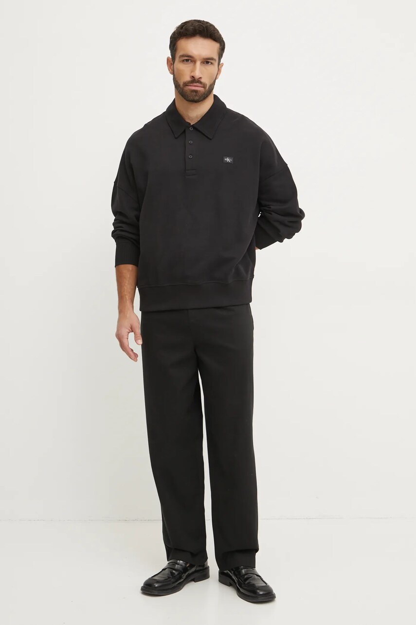 Бавовняна кофта Calvin Klein Jeans чоловіча колір чорний однотонна J30J327037