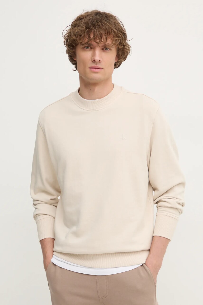 Кофта Calvin Klein Jeans чоловіча колір бежевий однотонна J30J327079