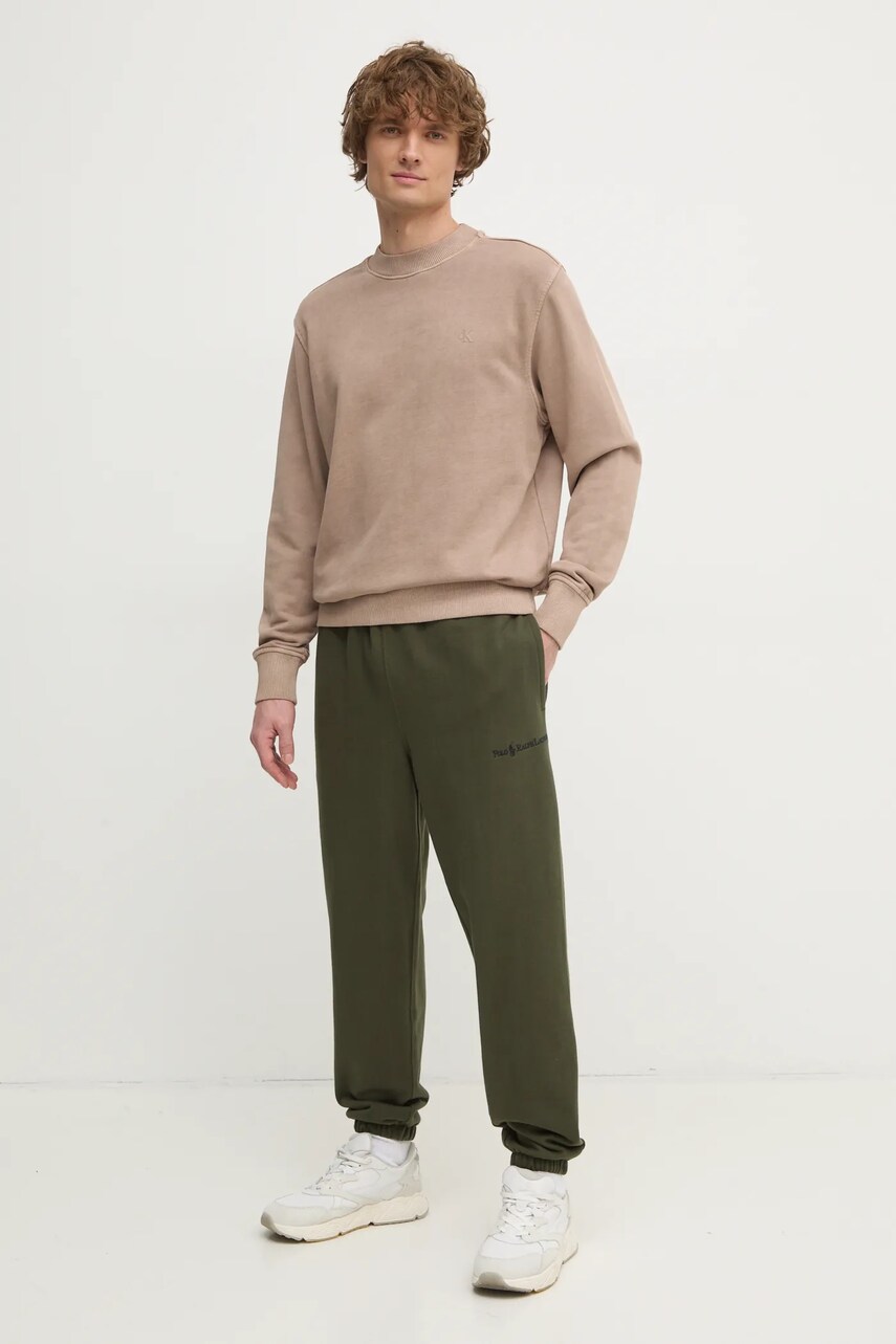 Кофта Calvin Klein Jeans чоловіча колір бежевий однотонна J30J327079