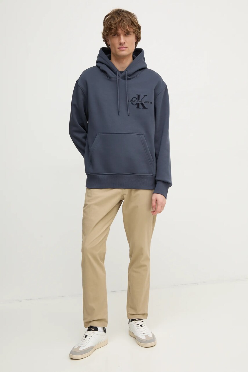 Кофта Calvin Klein Jeans чоловіча з капюшоном з аплікацією J30J327106