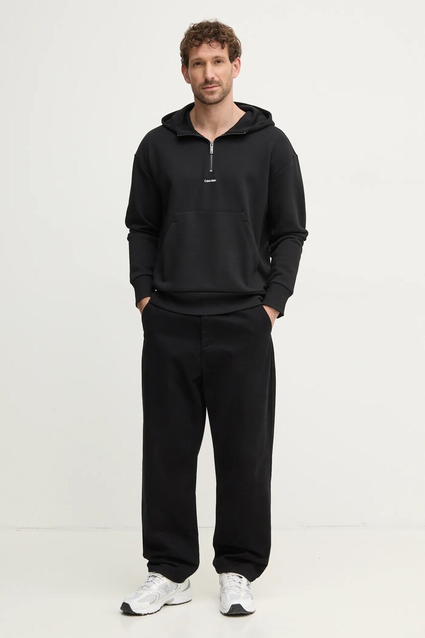 Кофта Calvin Klein чоловіча колір чорний з капюшоном однотонна K10K113762