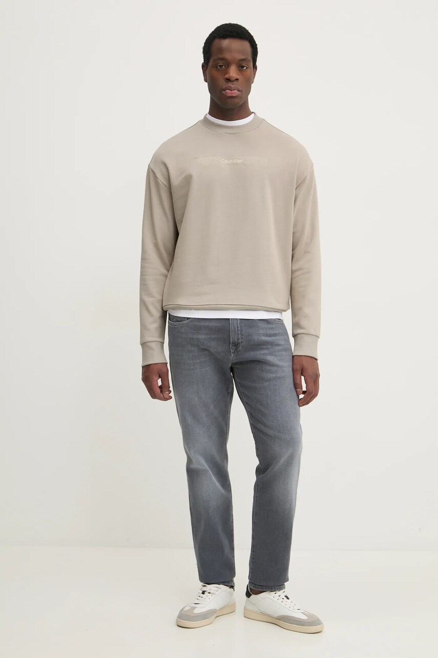 Бавовняна кофта Calvin Klein чоловіча колір бежевий з аплікацією K10K113763