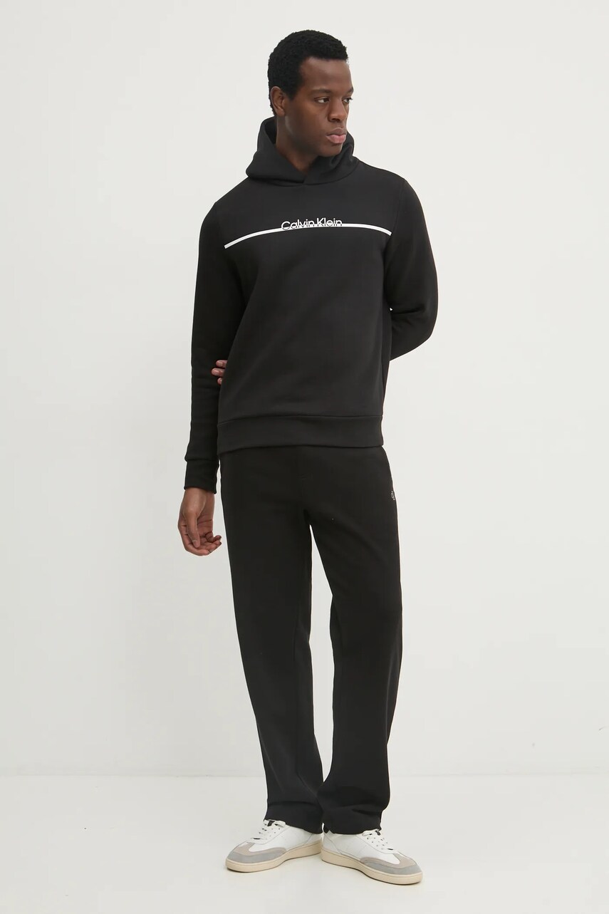 Кофта Calvin Klein чоловіча колір чорний з капюшоном з принтом K10K114338