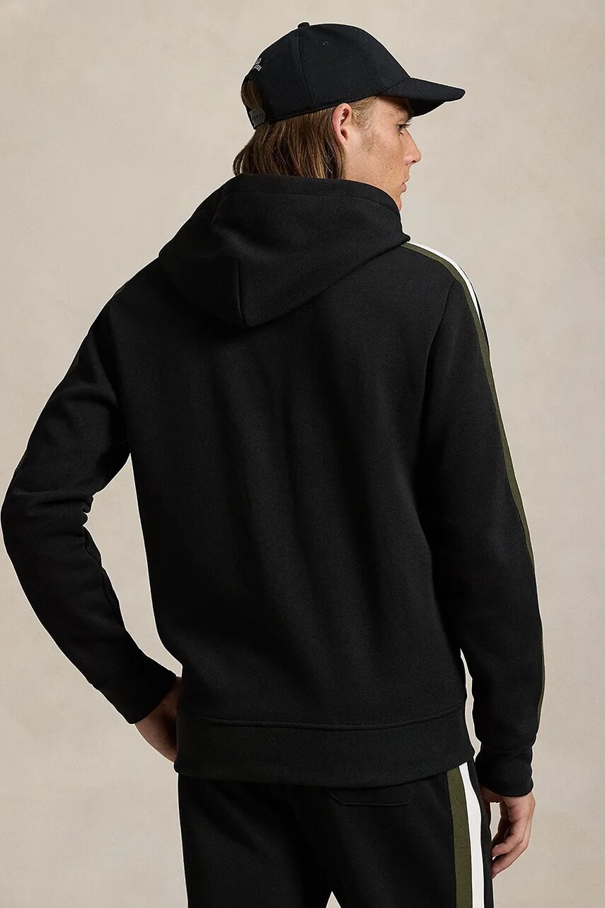 Кофта Polo Ralph Lauren чоловіча колір чорний з капюшоном однотонна 710953165