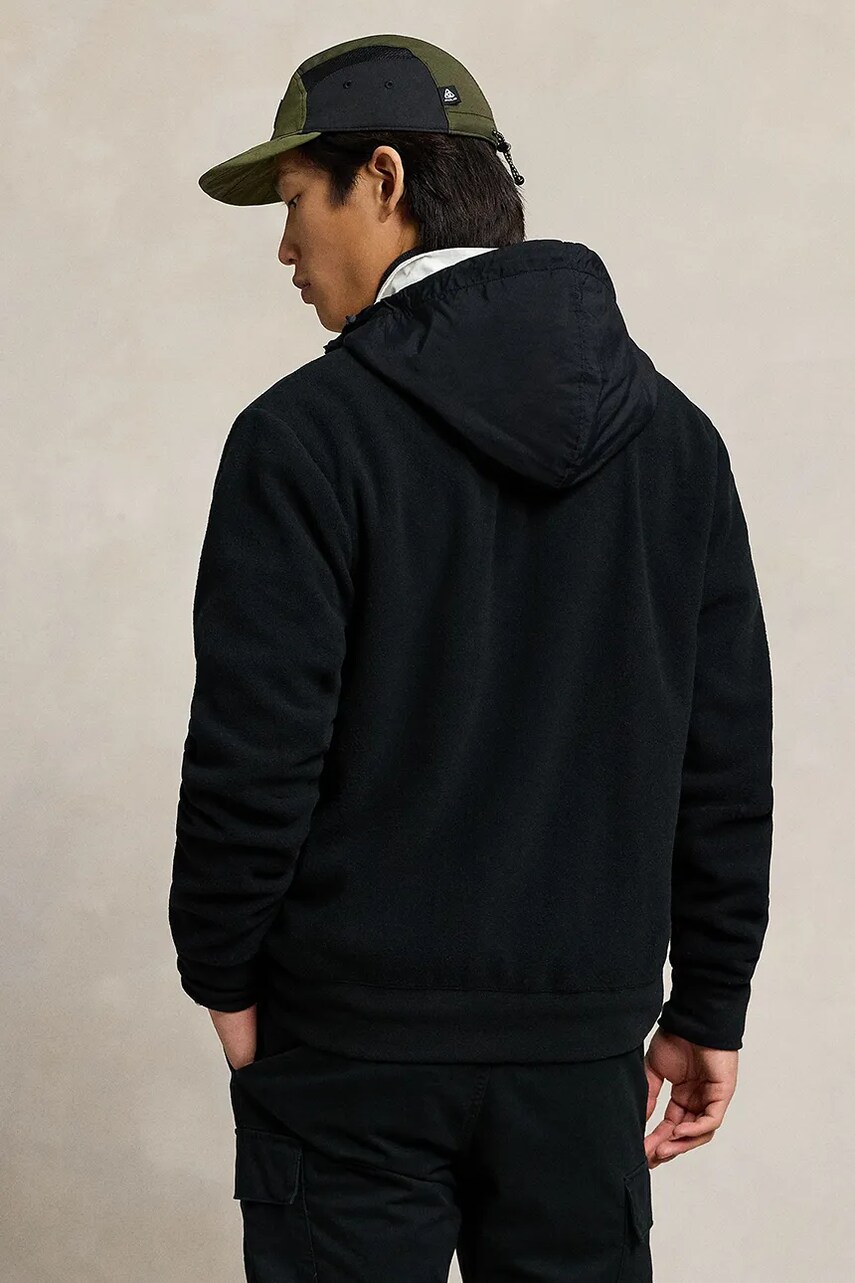 Кофта Polo Ralph Lauren чоловіча колір чорний з капюшоном однотонна 710958177