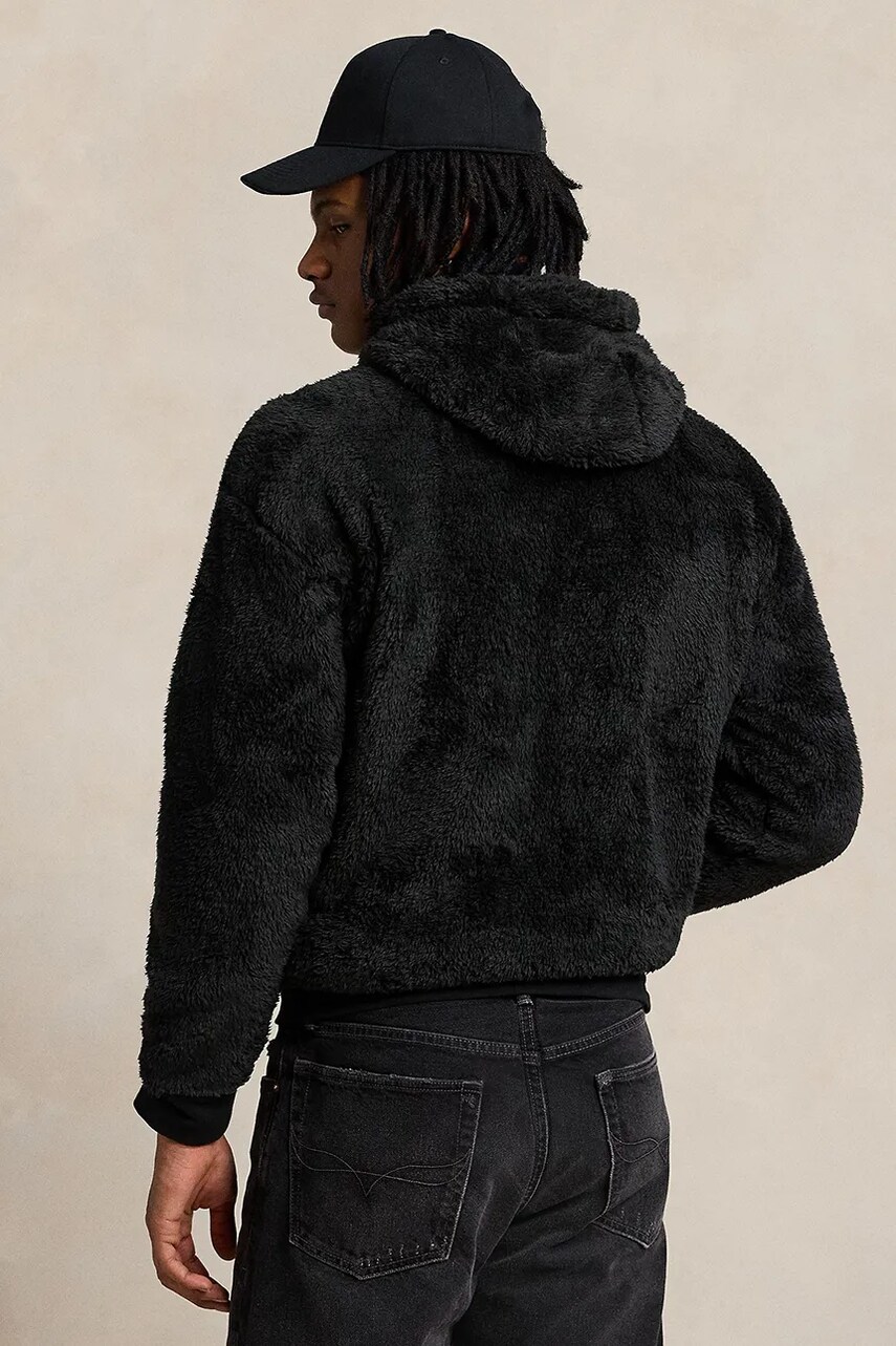 Кофта Polo Ralph Lauren чоловіча колір чорний з капюшоном з принтом 710962011