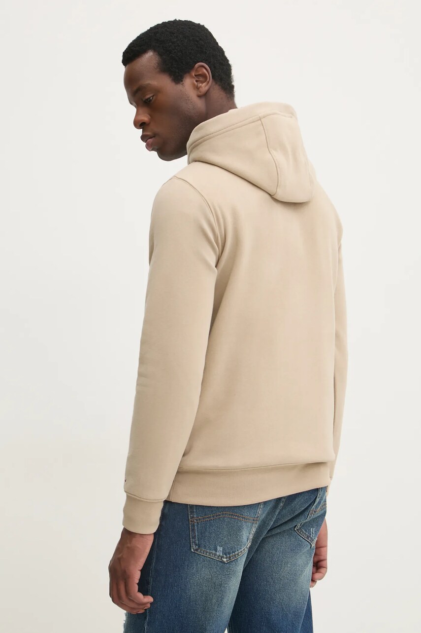 Кофта Tommy Hilfiger чоловіча колір бежевий з капюшоном з принтом MW0MW37455