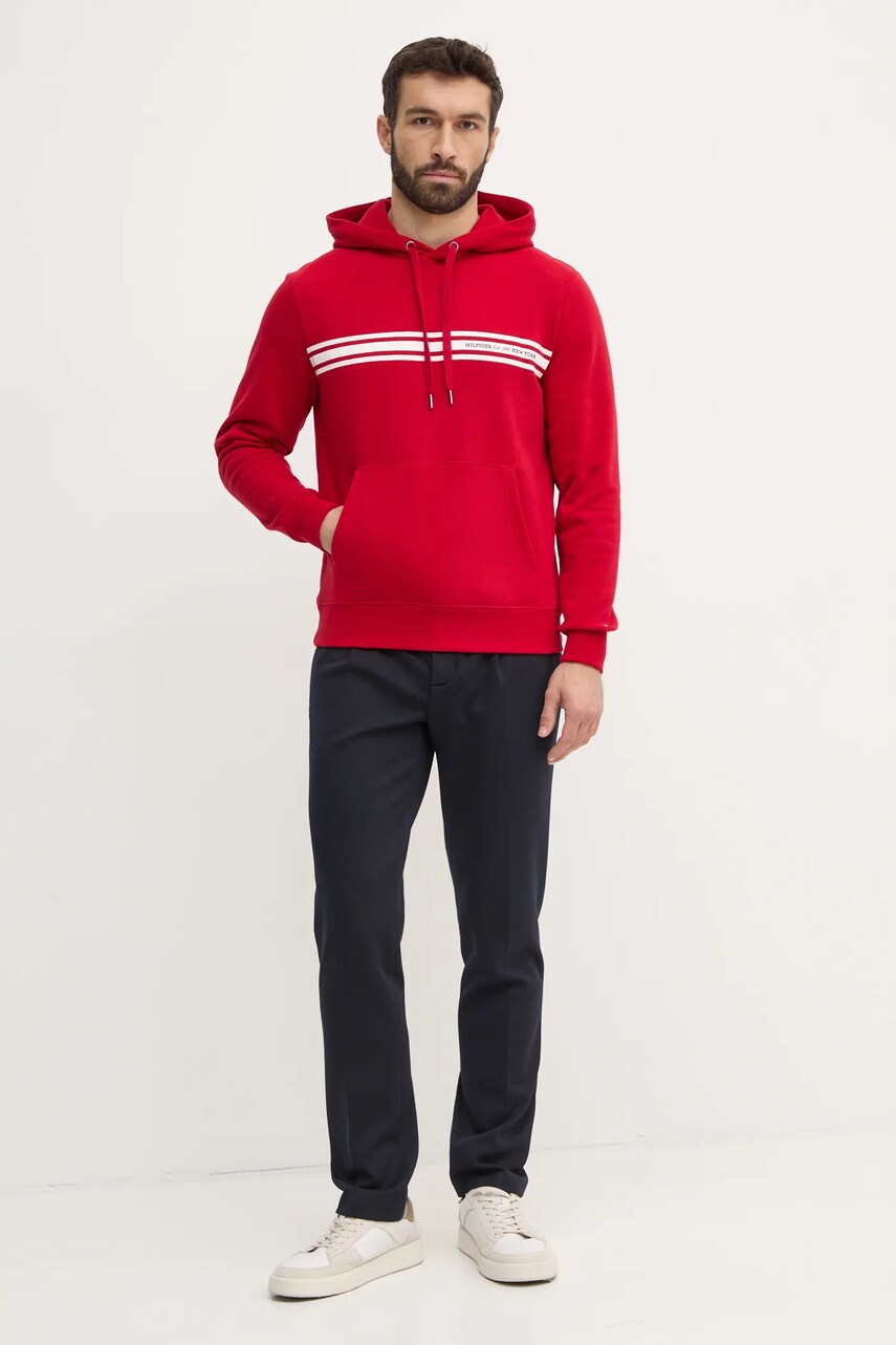 Купити Кофта Tommy Hilfiger чоловіча колір червоний з капюшоном з принтом MW0MW38332 – головне зображення