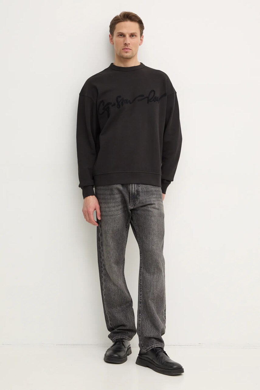 Бавовняна кофта G-Star Raw чоловіча колір чорний з аплікацією D25134-D257