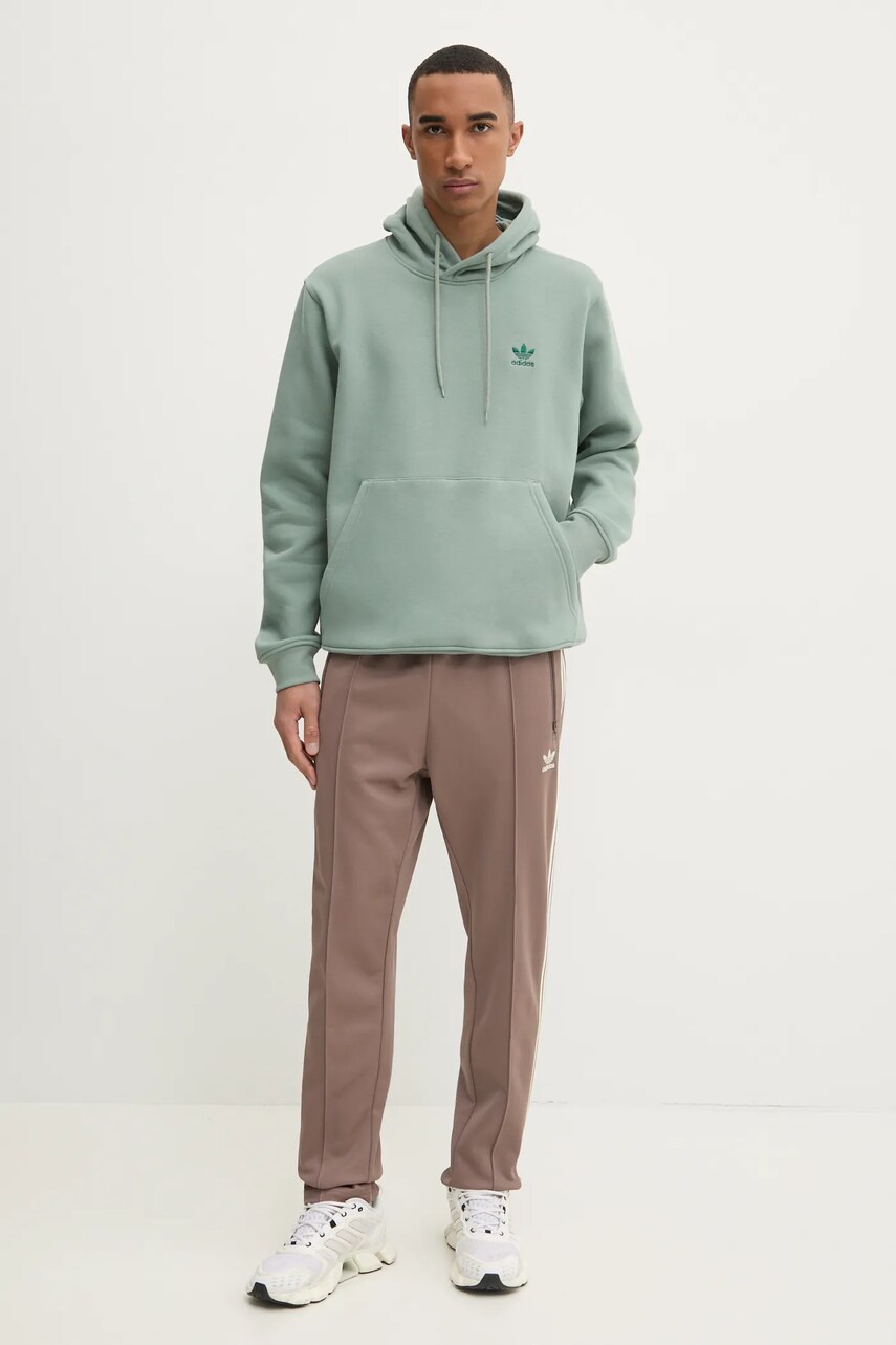 Кофта adidas Originals Essential чоловіча колір зелений з капюшоном однотонна JD2400