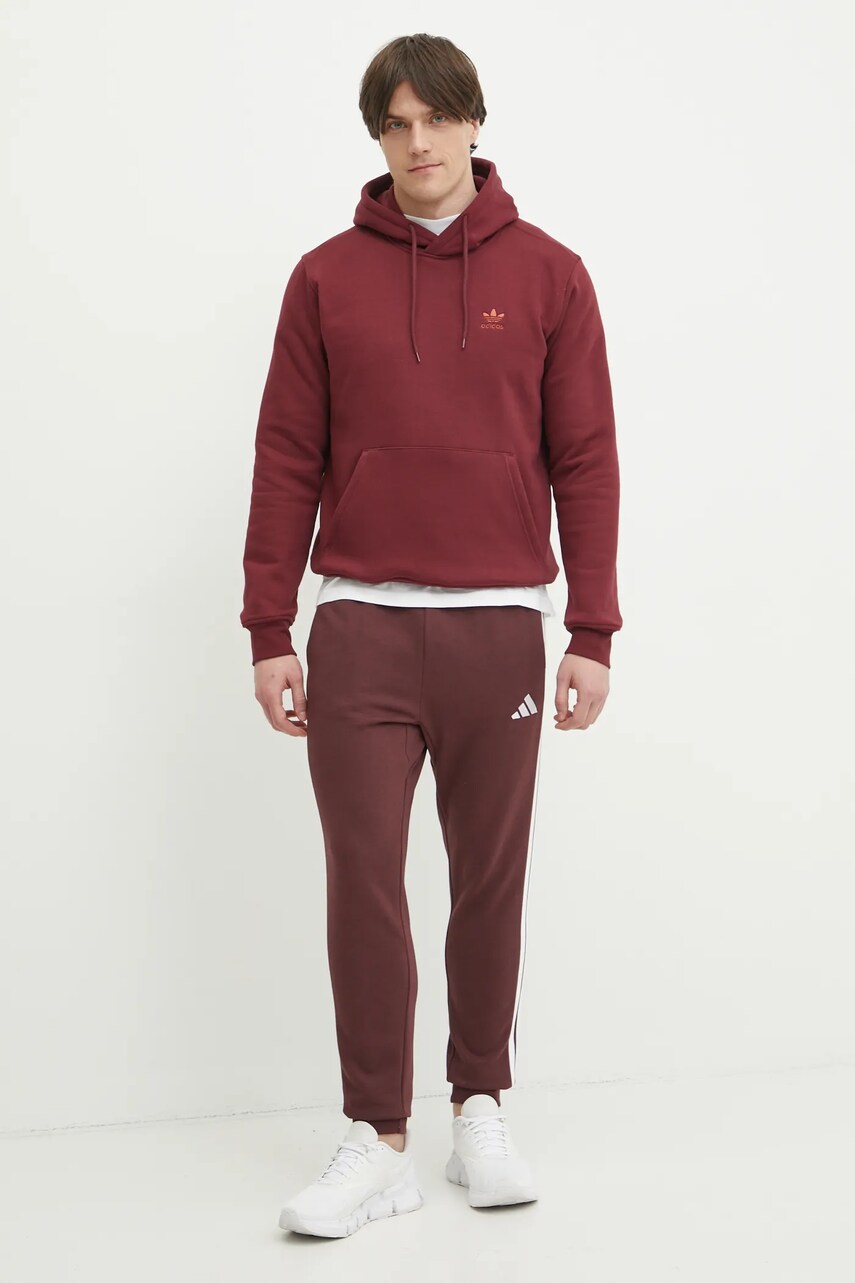 Кофта adidas Originals Essential чоловіча колір бордовий з капюшоном з аплікацією JD2403
