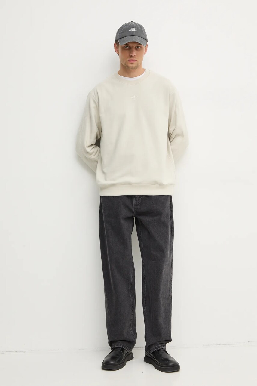 Бавовняна кофта adidas Originals Essential чоловіча колір бежевий однотонна JD3304
