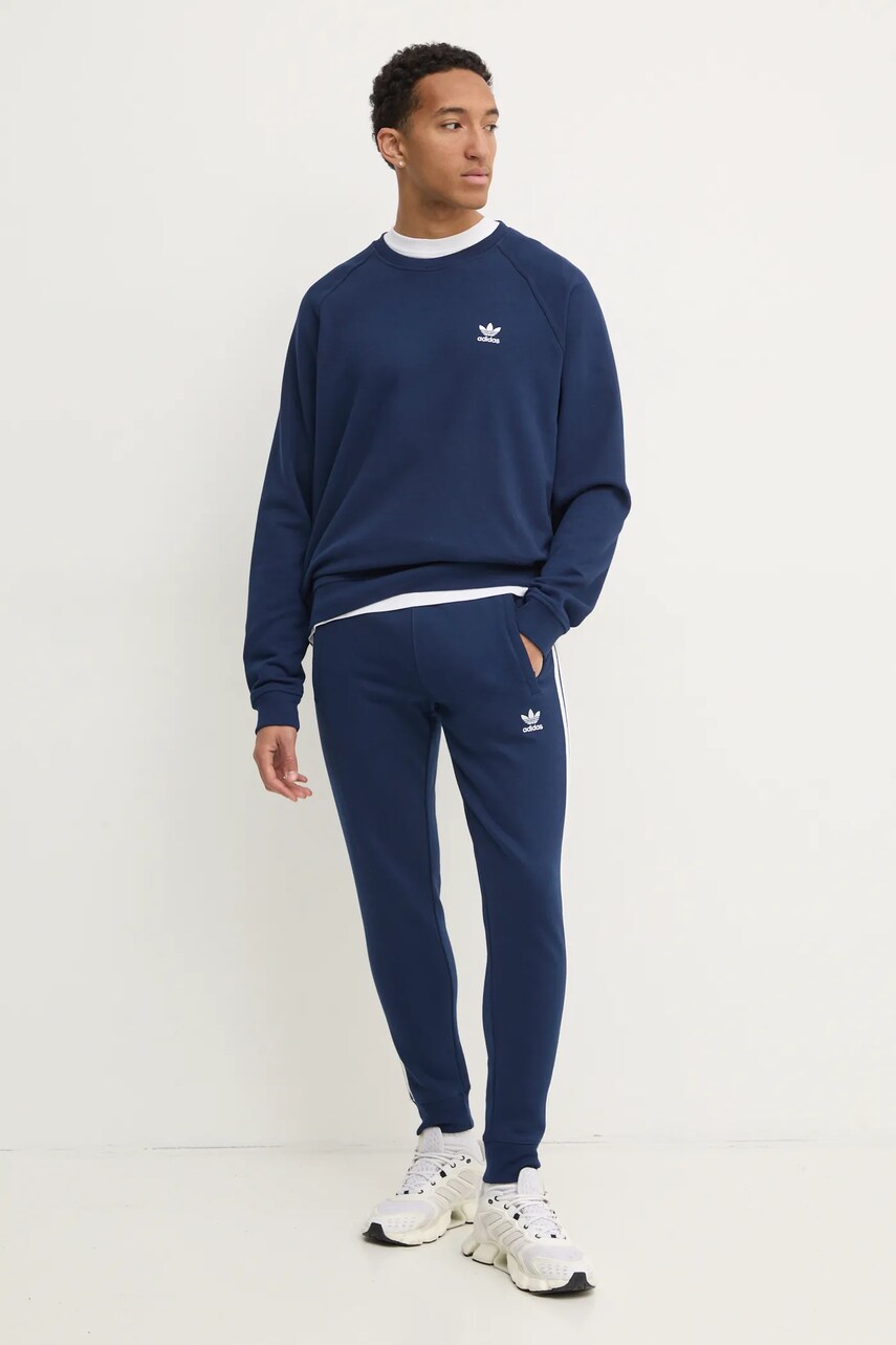 Бавовняна кофта adidas Originals Essential чоловіча колір синій однотонна JD2414