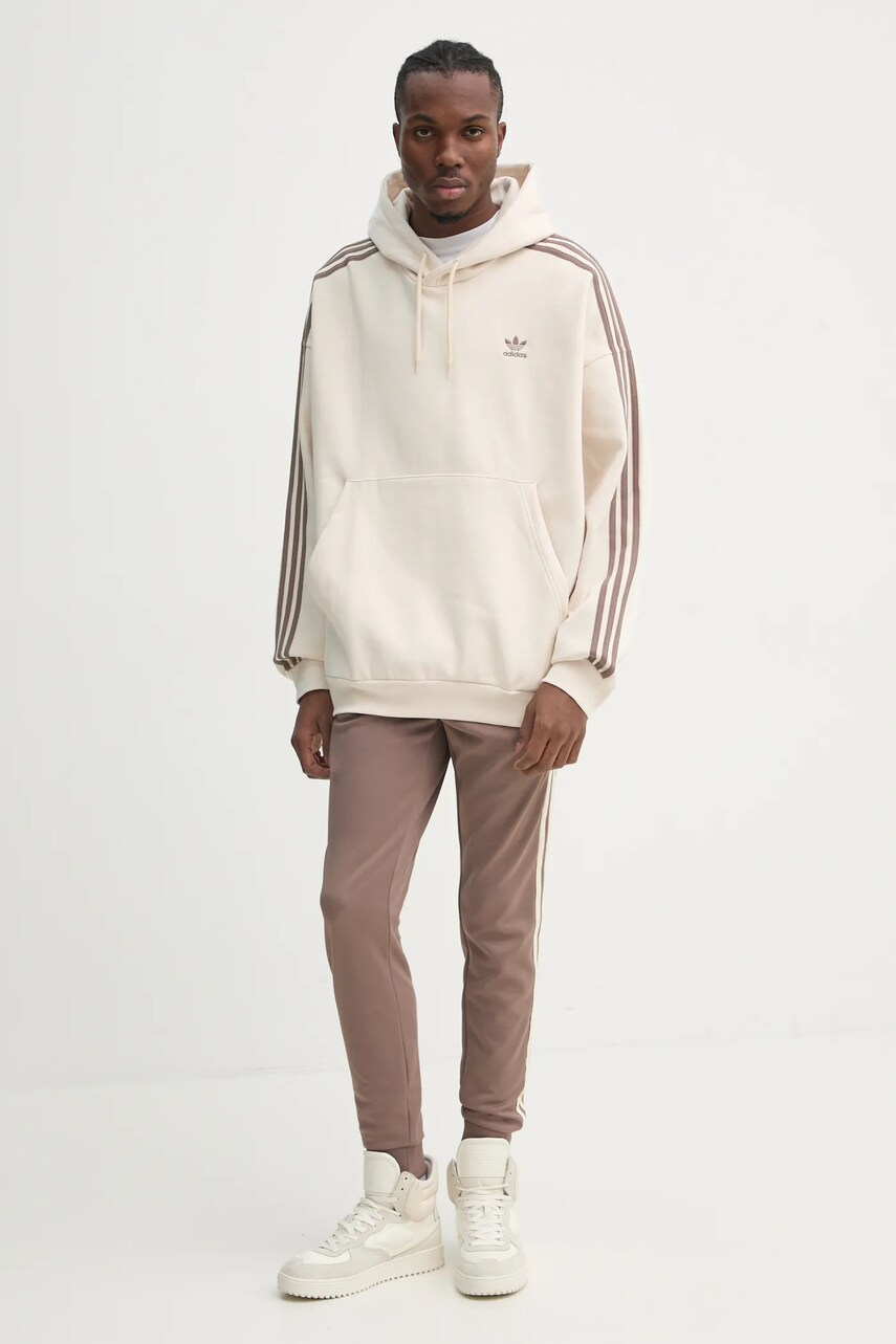 Кофта adidas Originals BAGGY HOODIE чоловіча колір бежевий з капюшоном з аплікацією JP1073