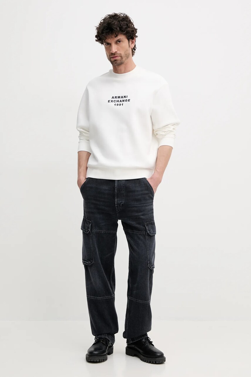 Кофта Armani Exchange чоловіча колір білий з аплікацією XM000460 AF10818