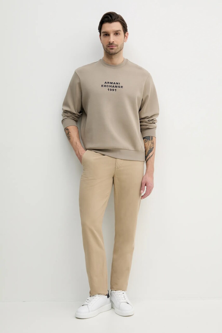 Кофта Armani Exchange чоловіча колір бежевий з аплікацією XM000460 AF10818