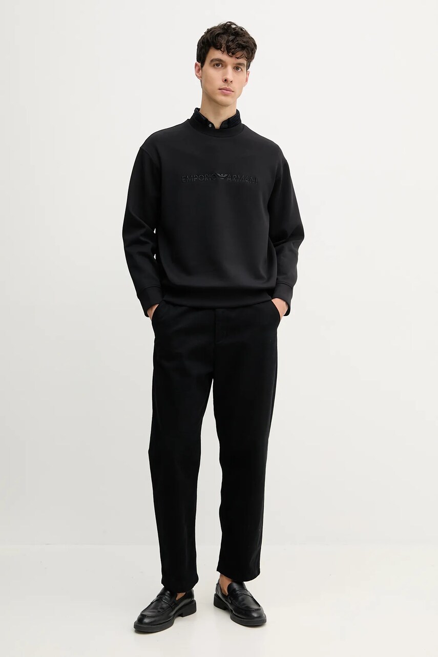 Кофта Emporio Armani чоловіча колір чорний з аплікацією EM001126 AF10013