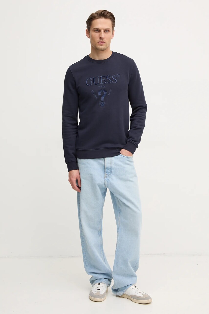 Кофта Guess BEAU чоловіча колір синій з аплікацією M5RQ08 KCN01