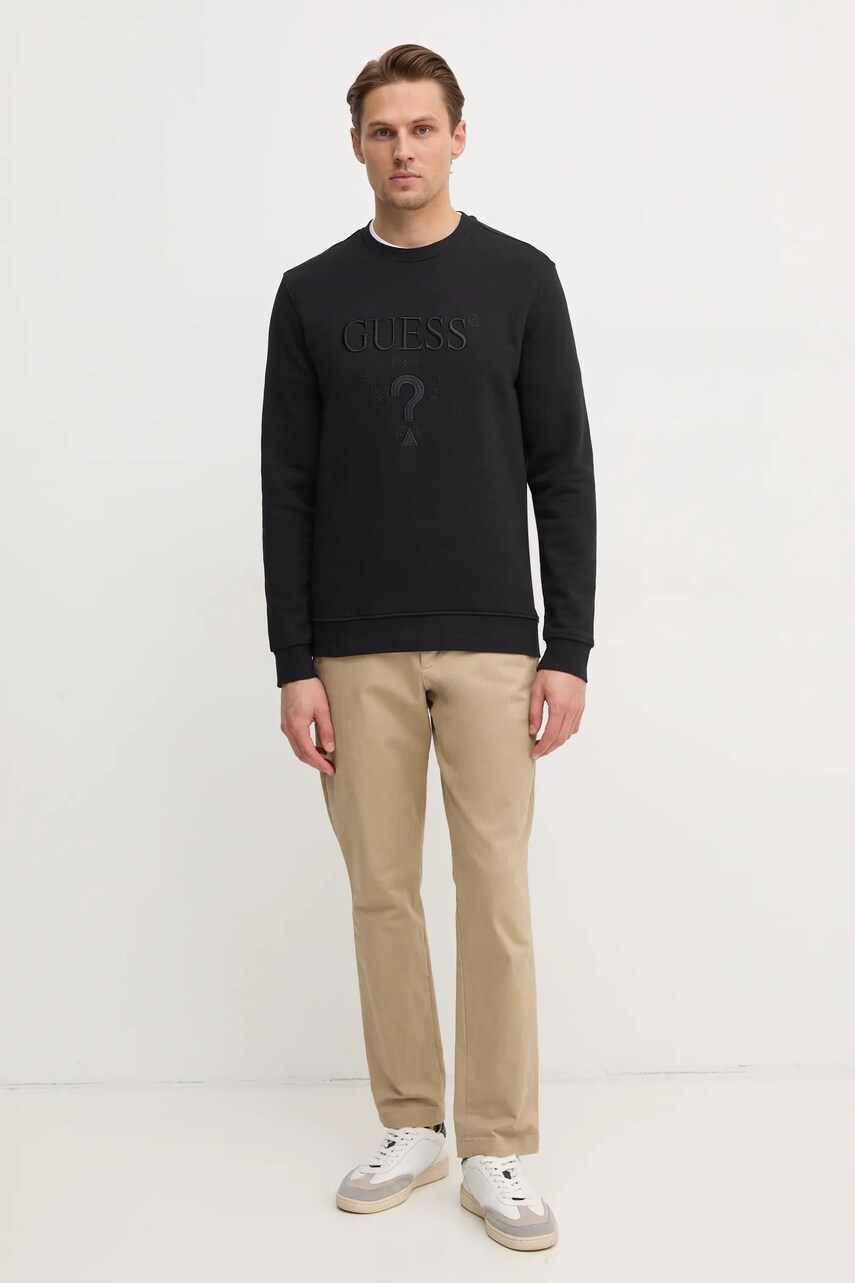 Кофта Guess BEAU чоловіча колір чорний з аплікацією M5RQ08 KCN01