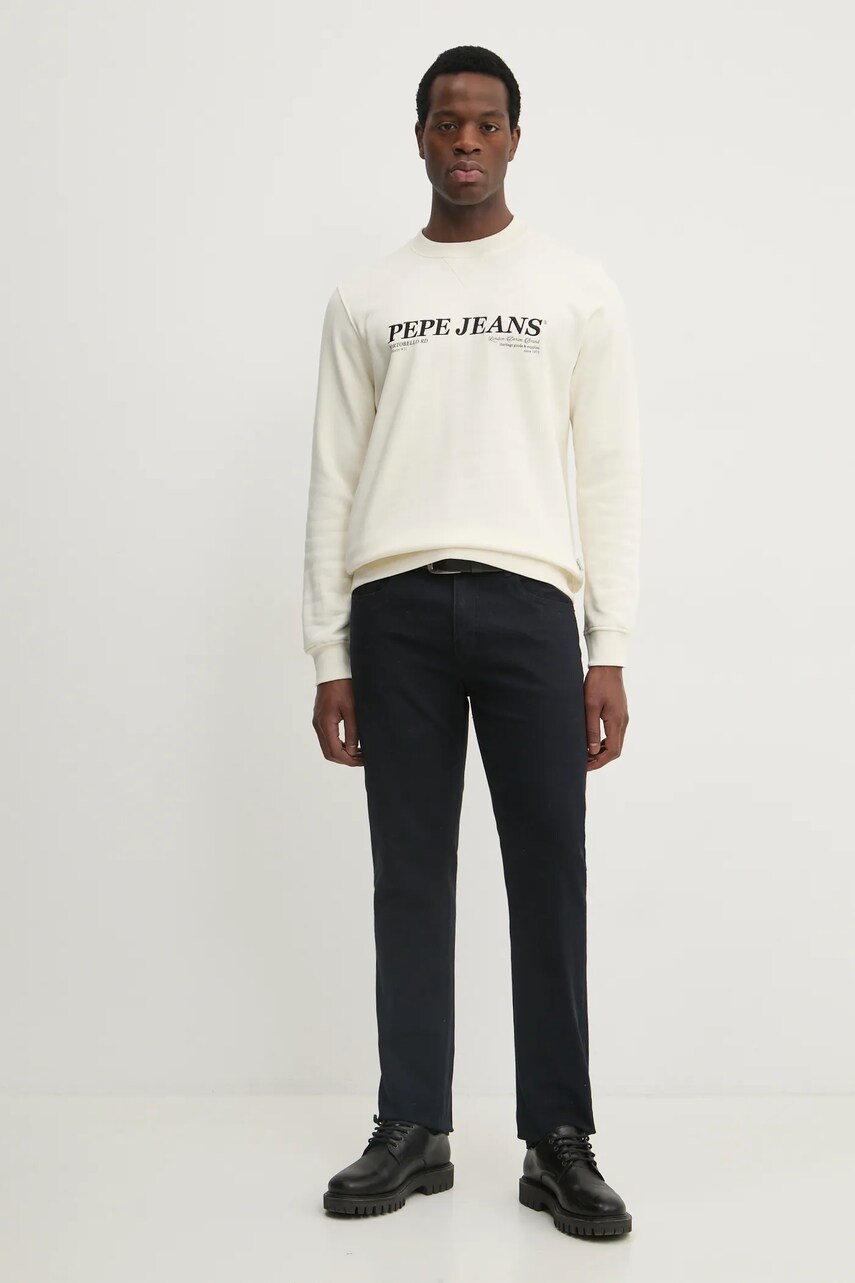 Кофта Pepe Jeans DYLAN CREW чоловіча колір бежевий з аплікацією PM582756
