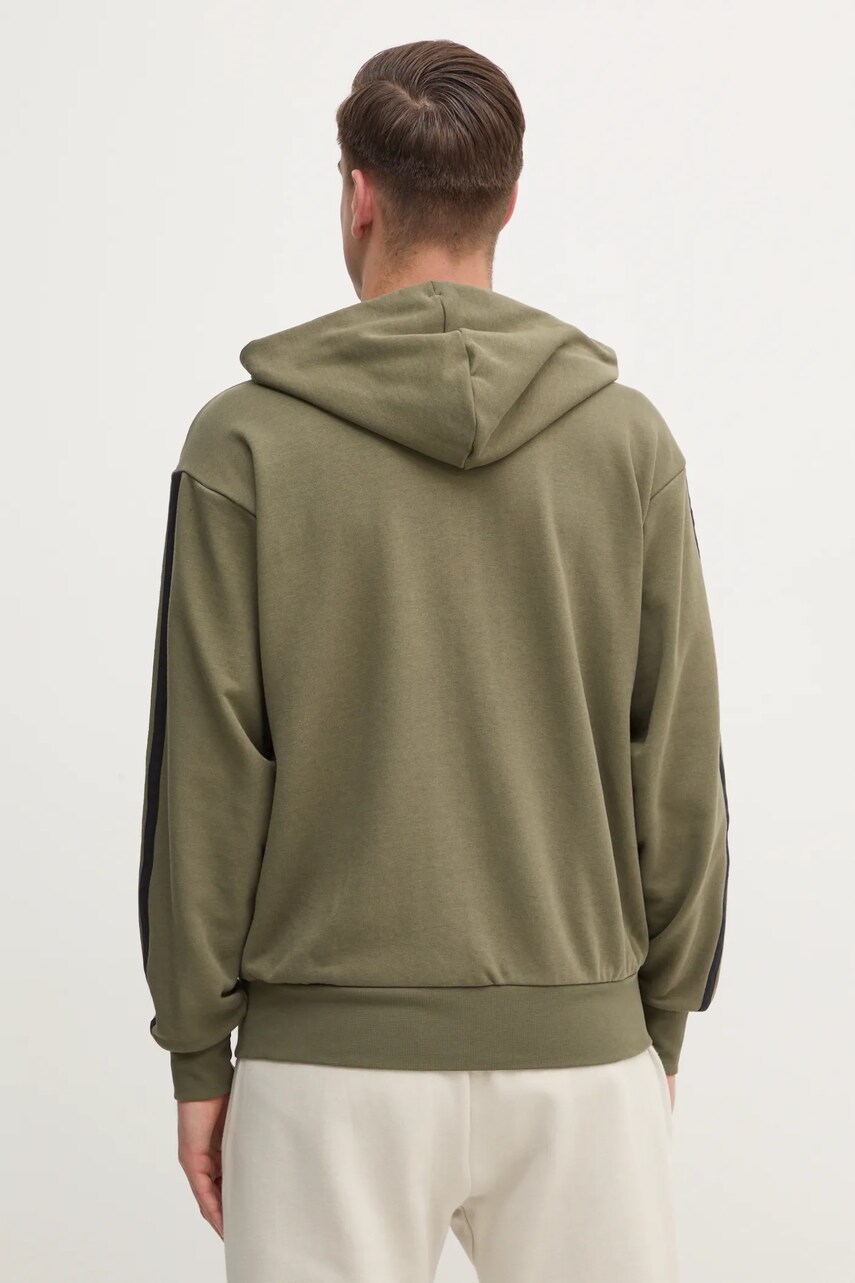 Кофта adidas Essentials чоловіча колір зелений з капюшоном візерунок JD1875