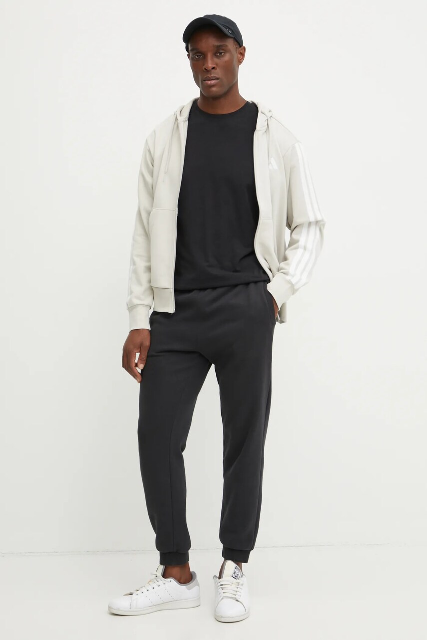 Кофта adidas Essentials чоловіча колір бежевий з капюшоном з аплікацією JE6340