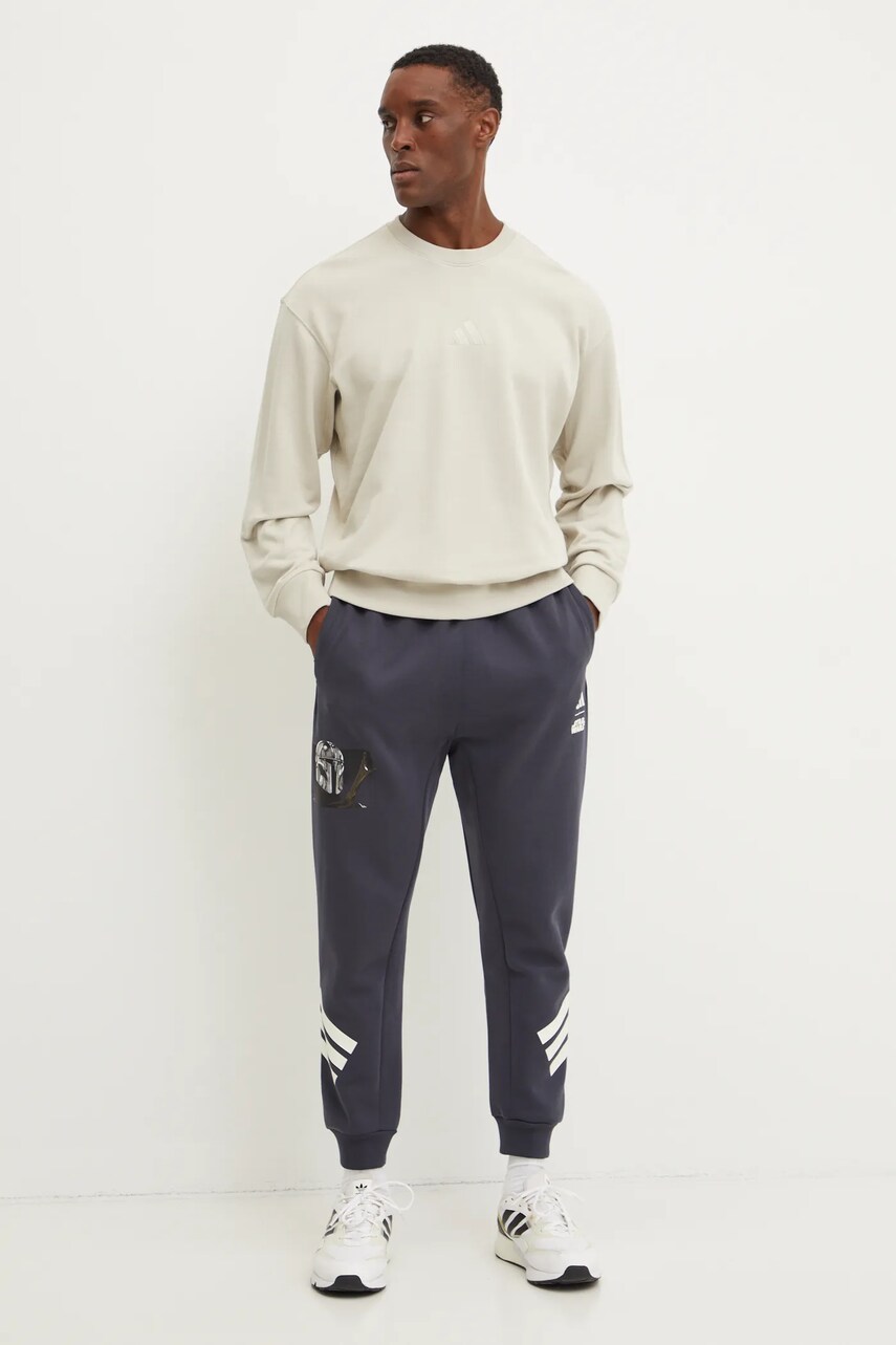 Бавовняна кофта adidas ALL SZN чоловіча колір бежевий однотонна JI6386