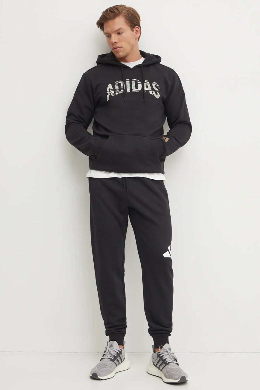 Кофта adidas Camo чоловіча колір чорний з капюшоном з принтом JI6767