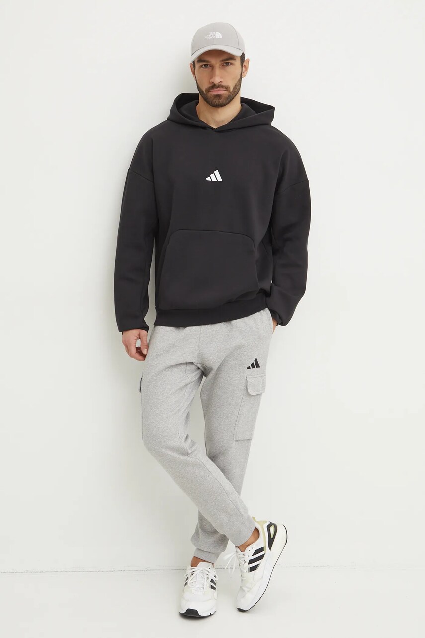 Кофта adidas Future Icons чоловіча колір чорний з капюшоном однотонна JD4954
