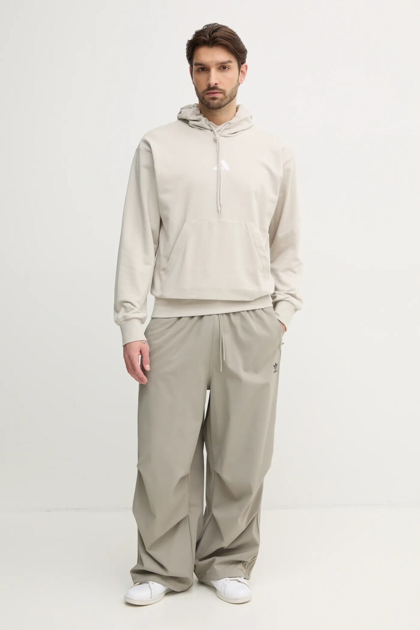 Кофта adidas Feelcozy чоловіча колір бежевий з капюшоном однотонна IN6085