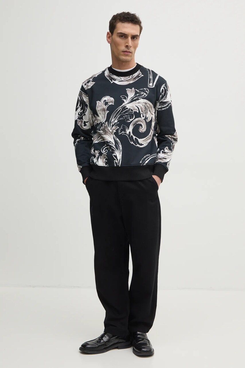 Бавовняна кофта Versace Jeans Couture чоловіча колір чорний візерунок 78GAI3R0 FS190