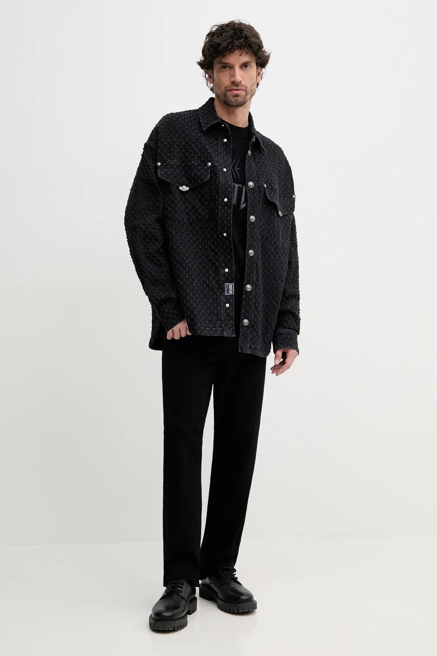 Светр з домішкою кашеміру Versace Jeans Couture чоловічий колір чорний легкий 78GAFM17 CM06H