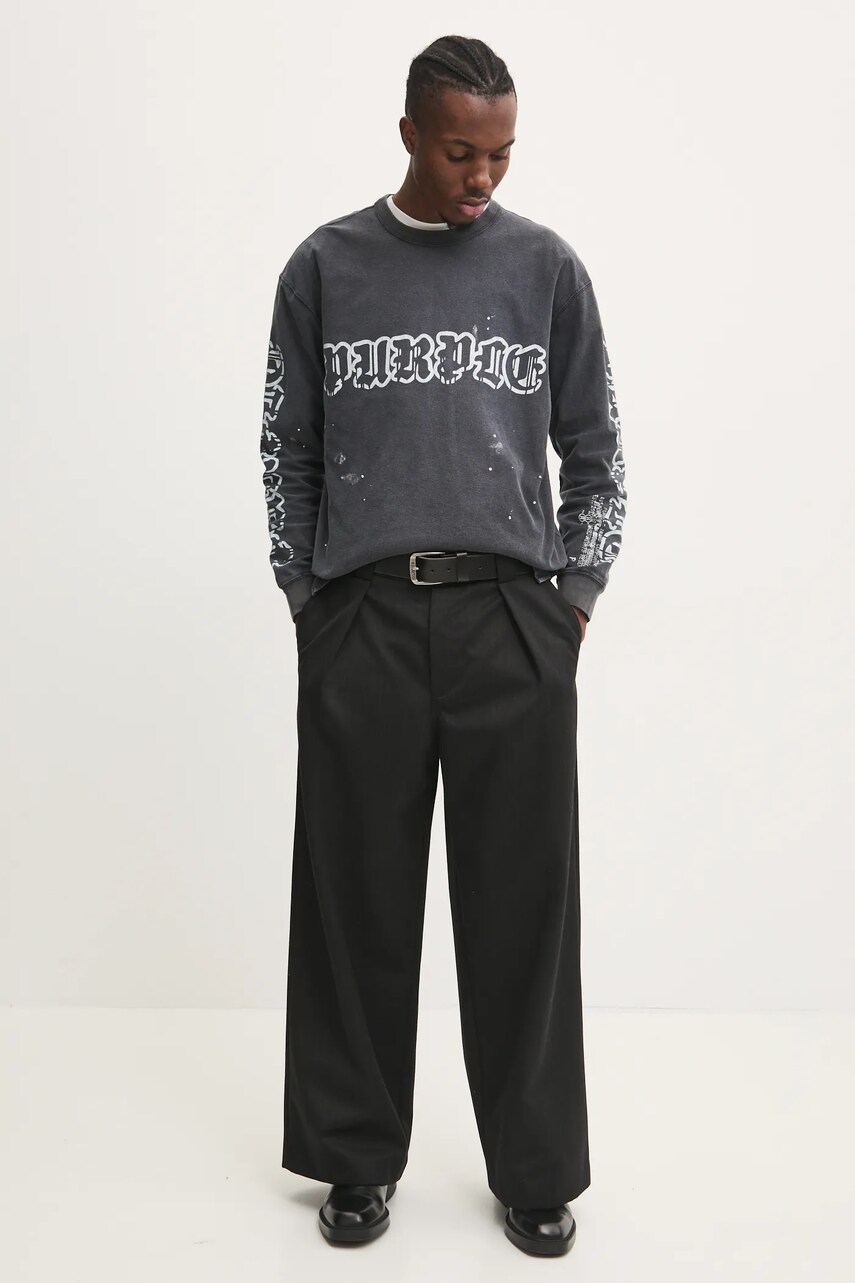 Бавовняний лонгслів PURPLE BRAND TEXTURED JERSEY LS TEE колір сірий з принтом P204-JWGW125