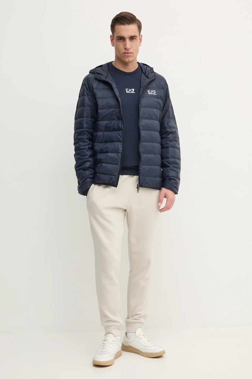 Бавовняна кофта EA7 Emporio Armani чоловіча колір синій однотонна PJVRZ.8NPM30