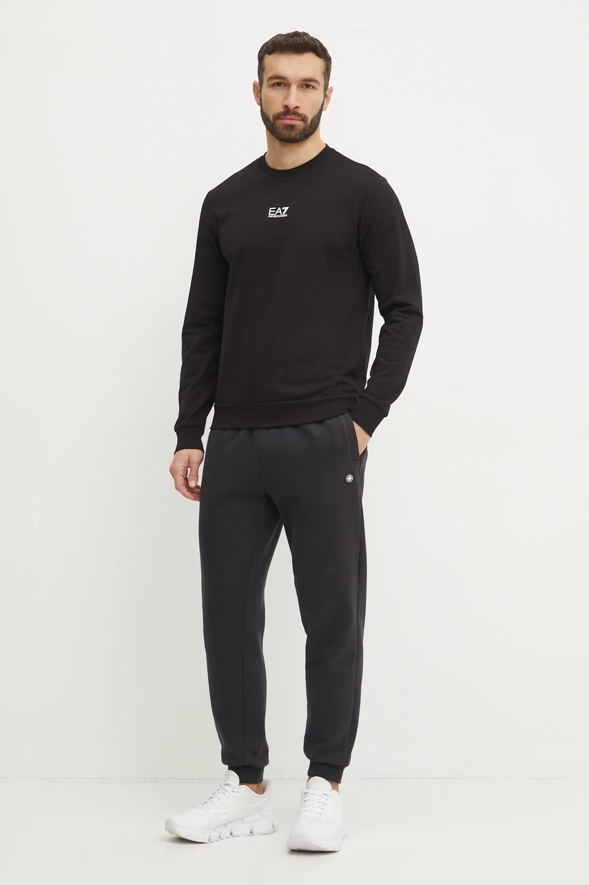 Бавовняна кофта EA7 Emporio Armani чоловіча колір чорний однотонна PJVRZ.8NPM30