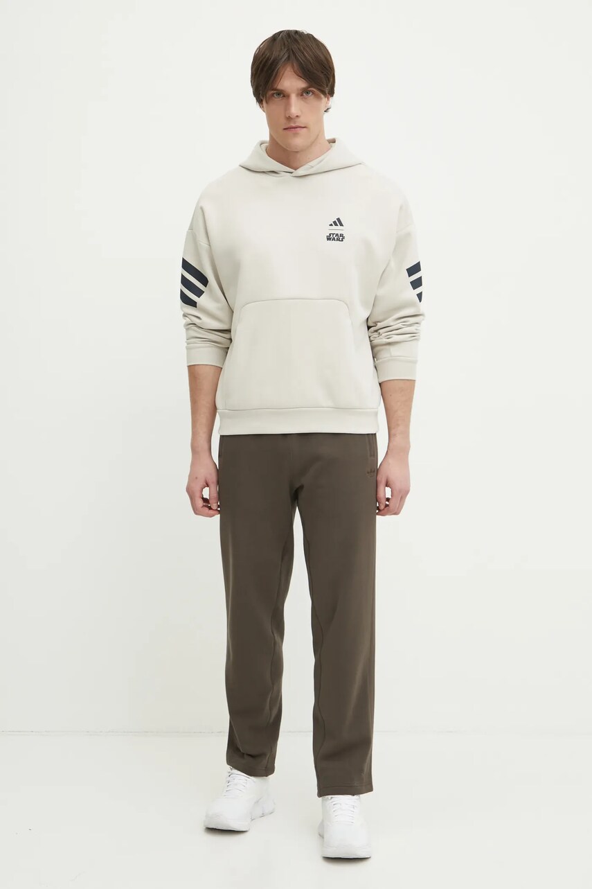 Кофта adidas x Mandalorian чоловіча колір бежевий з капюшоном з принтом JI5719