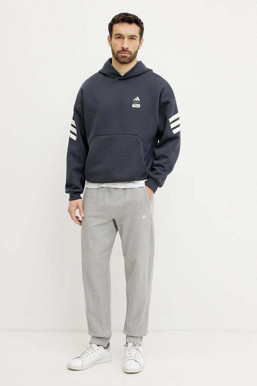 Кофта adidas x Mandalorian чоловіча колір сірий з капюшоном з принтом JI5720