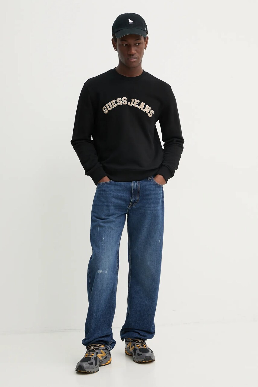 Кофта Guess Jeans чоловіча колір чорний з аплікацією M5RQ41 KCPR1