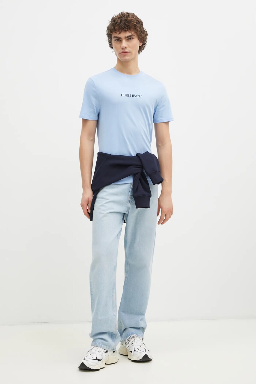 Кофта Guess Jeans чоловіча колір синій з аплікацією M5RQ42 KCPR1