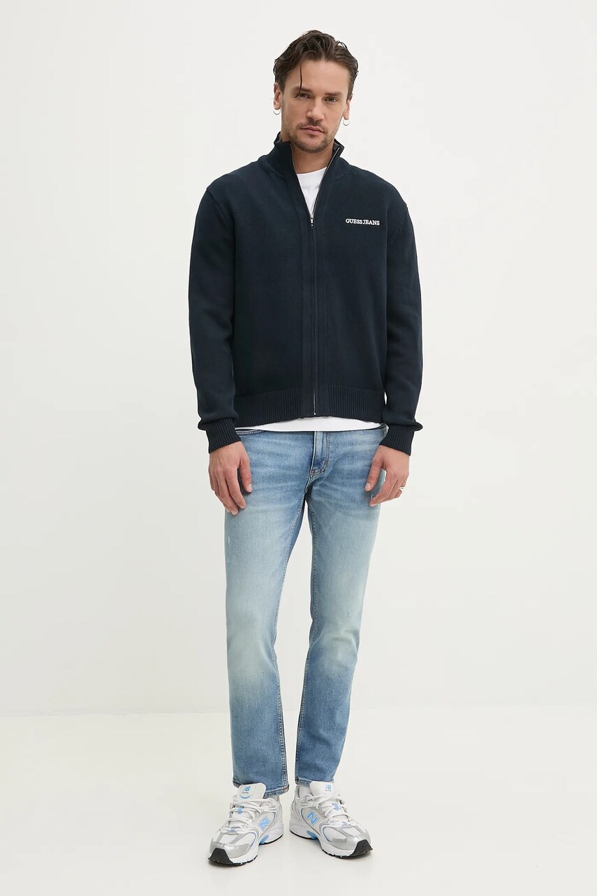 Бавовняний кардиган Guess Jeans чоловічий колір синій M5RR30 Z3HM1