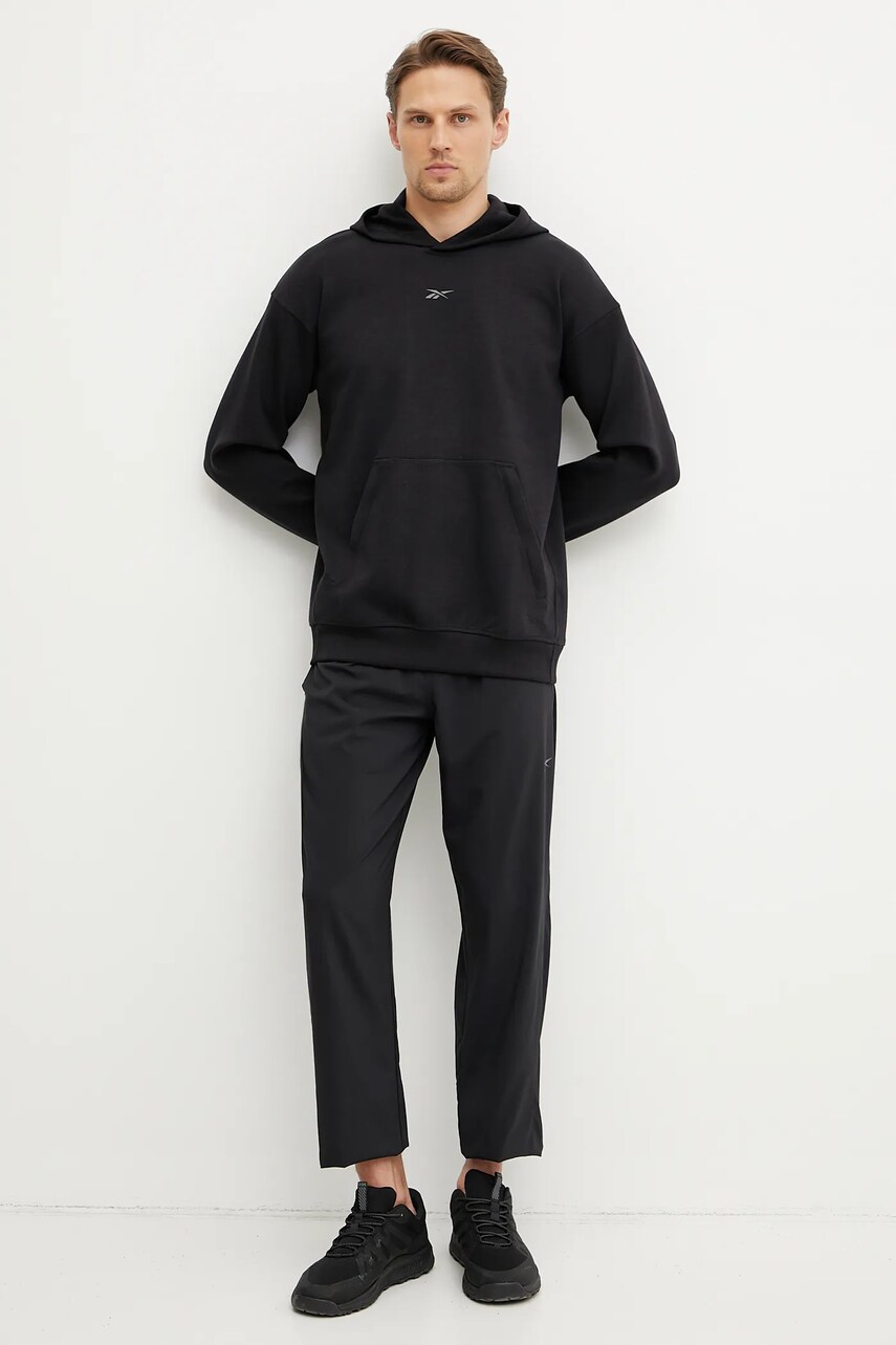 Кофта Reebok Athlete колір чорний з капюшоном однотонна 100215038