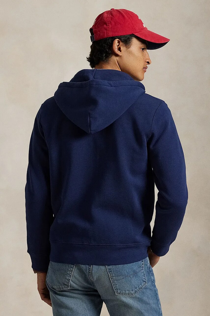 Кофта Polo Ralph Lauren чоловіча колір синій з капюшоном однотонна 710963820